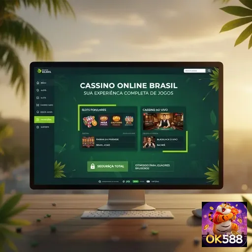 Interface do site ok588 exibindo serviços VIP e jogos.