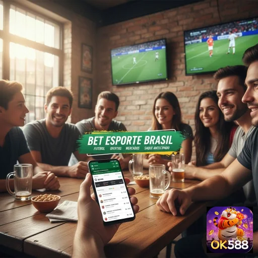 Grupo de amigos assistindo futebol e usando ok588 em celular.