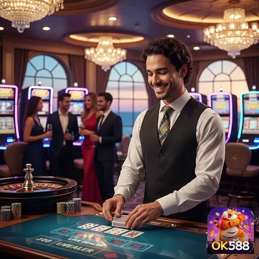 Jogos VIP no ok588, com foco em slots e jogadores felizes.