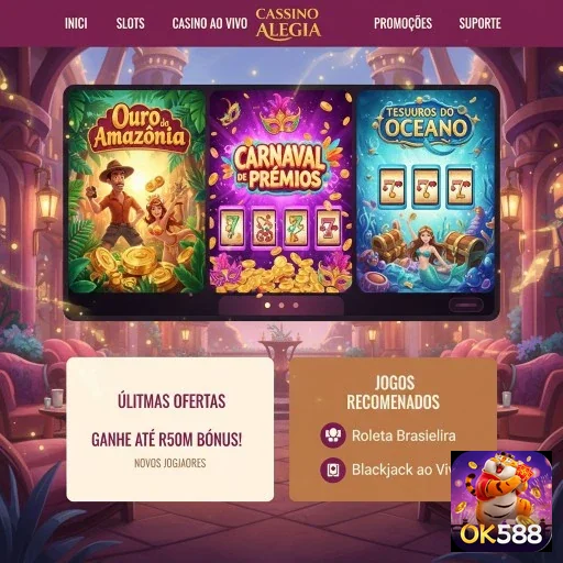 Interface de slots no ok588 com jogos populares.