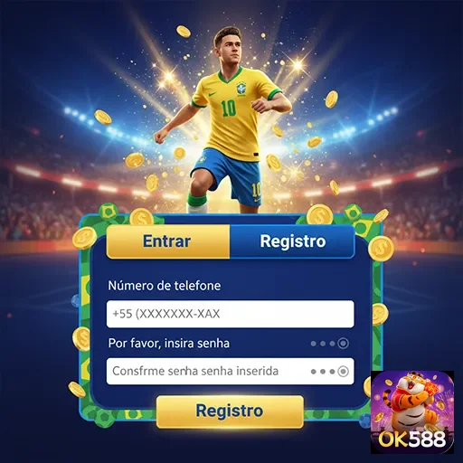 Jogador registrando-se na ok588 durante promoção de slots.