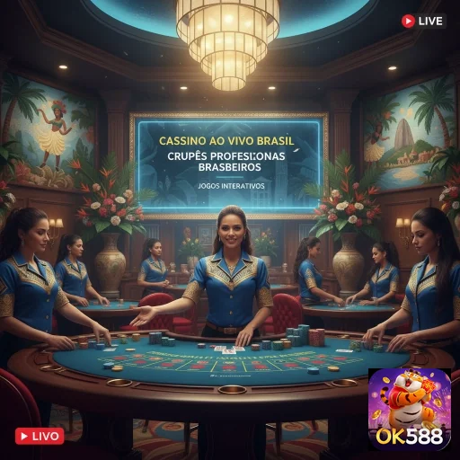 Jogos interativos no cassino ao vivo do ok588 com crupiês.