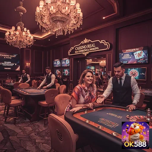 Jogadores no Casino Real do ok588 em ambiente sofisticado.
