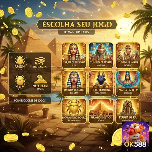 Tela do aplicativo ok588 com jogos de slots populares.