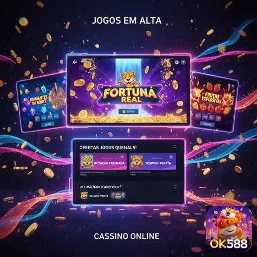 Imagem de jogos destacados e ofertas VIP no site ok588.