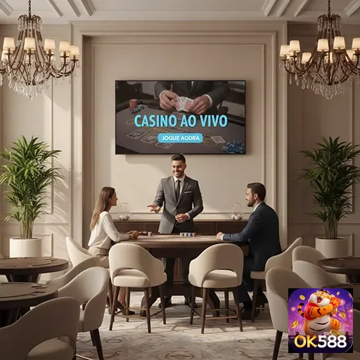 Ambiente VIP da ok588 com mesa de cassino ao vivo.