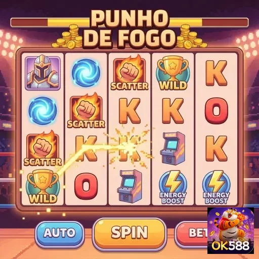 Imagem de jogo da slot 'Punho de Fogo' no site ok588.