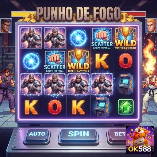 Slot 'Punho de Fogo' da plataforma ok588 com jackpots.