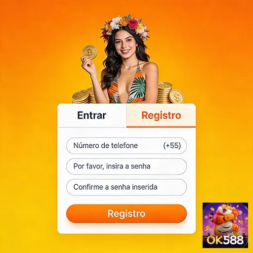 Tela de registro da plataforma ok588 com visual atrativo.